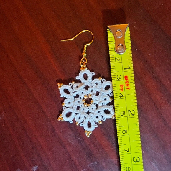 Beaded Snowflake Earrings - Picture 3 of 4